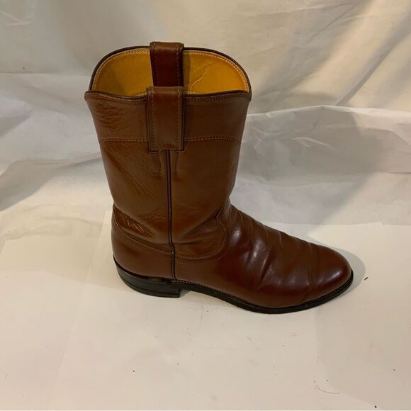 Justin 3802 Men\'s Roper Brown Leather Western Cowboy Boots USA Made Sz 7.5 D main image 5